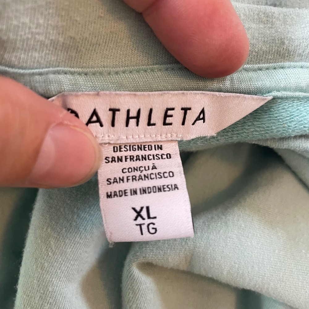 Athleta‎ Lombard Ruched Sweatshirt Top Womens XL Extra Large Aqua Drawstring Gym - Picture 6 of 10
